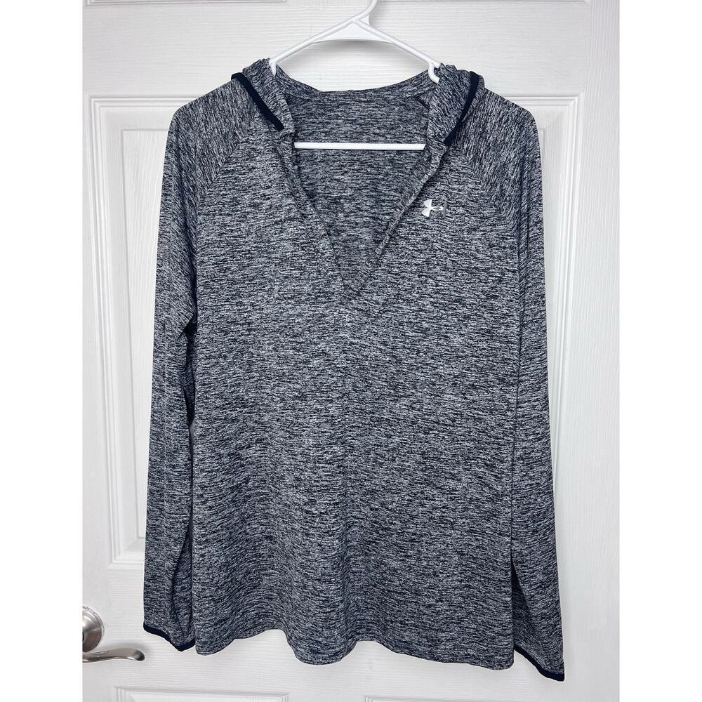 Under Armour Long Sleeve Lightweight Hooded Shirt V-Neck Gray Size L
